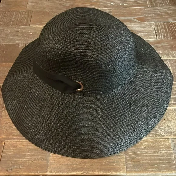 Wide Brimmed Chiffon Strap Straw Hat🖤 - Picture 3 of 7